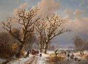 Eugene Verboeckhoven Winter Landscape with Horse painting